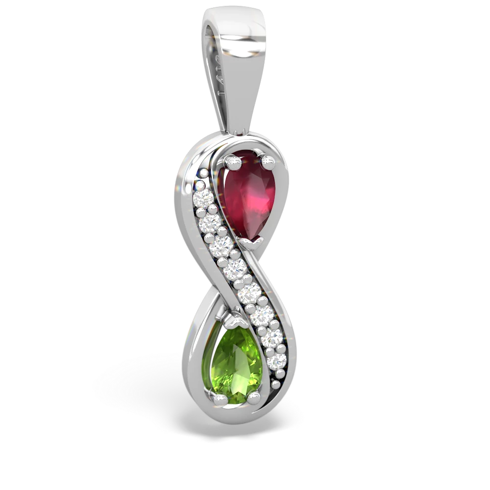 Ruby Diamond Infinity 14K White Gold pendant P5390