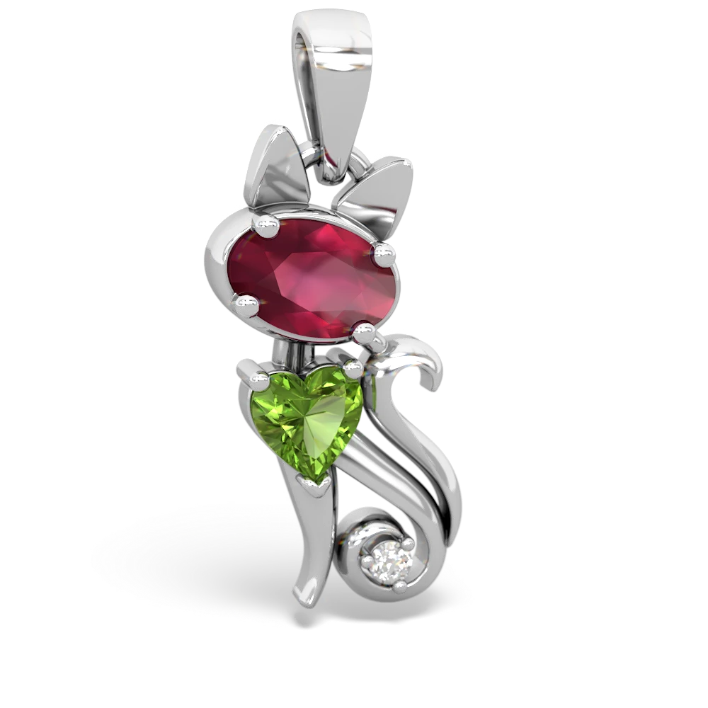 Ruby Kitten 14K White Gold pendant P5780