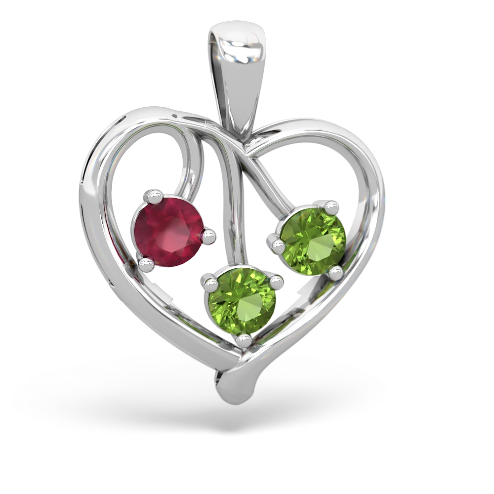 Ruby Glowing Heart 14K White Gold pendant P2233