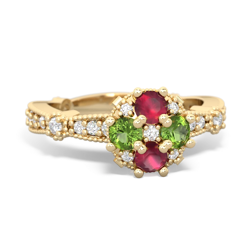 Ruby Sparkling Tiara Cluster 14K Yellow Gold ring R26293RD