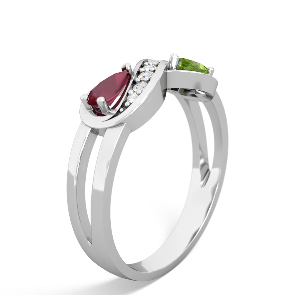 Ruby Diamond Infinity 14K White Gold ring R5390