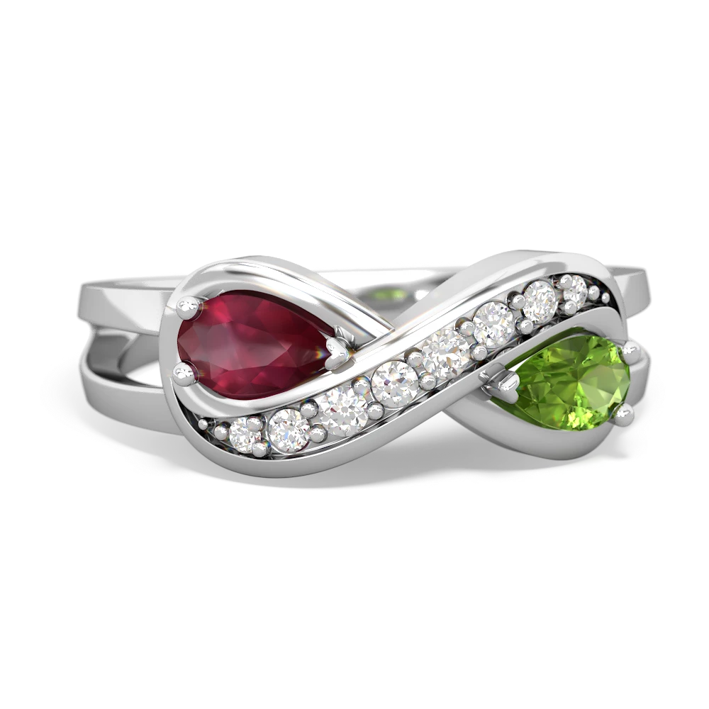 Ruby Diamond Infinity 14K White Gold ring R5390