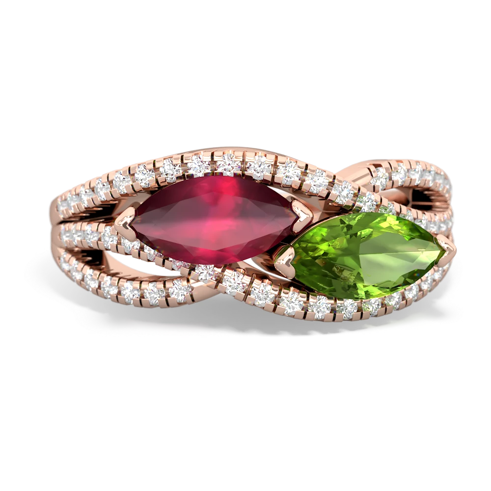 Ruby Diamond Rivers 14K Rose Gold ring R3070