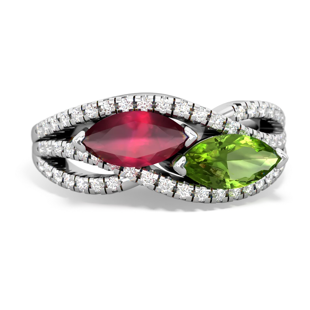 Ruby Diamond Rivers 14K White Gold ring R3070