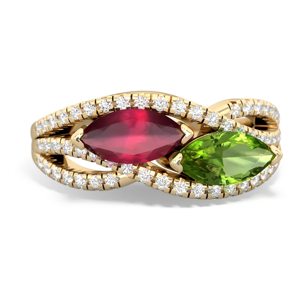 Ruby Diamond Rivers 14K Yellow Gold ring R3070