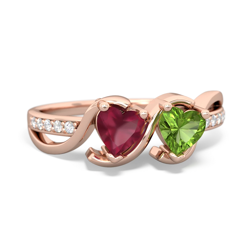 Ruby Side By Side 14K Rose Gold ring R3090