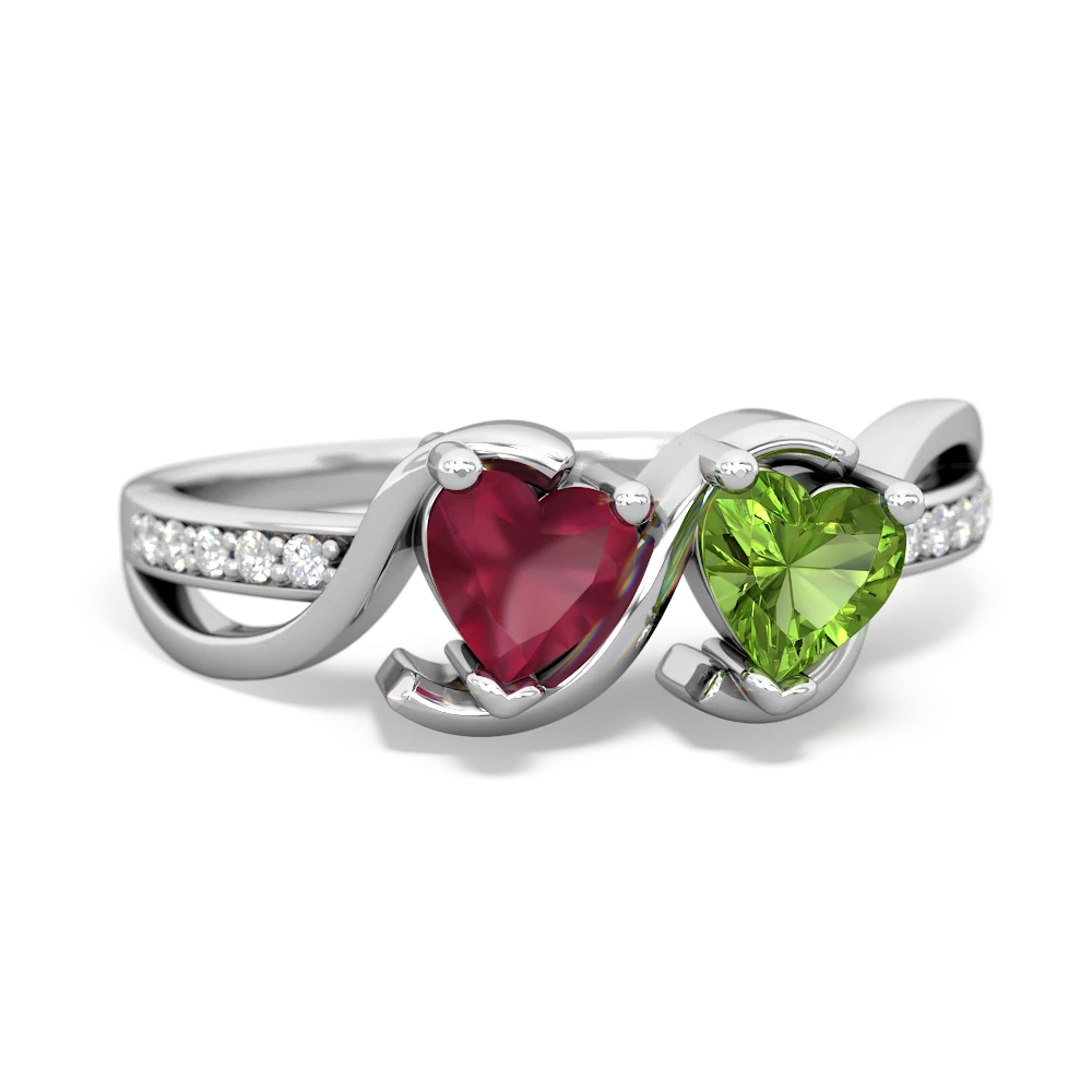 Ruby Side By Side 14K White Gold ring R3090
