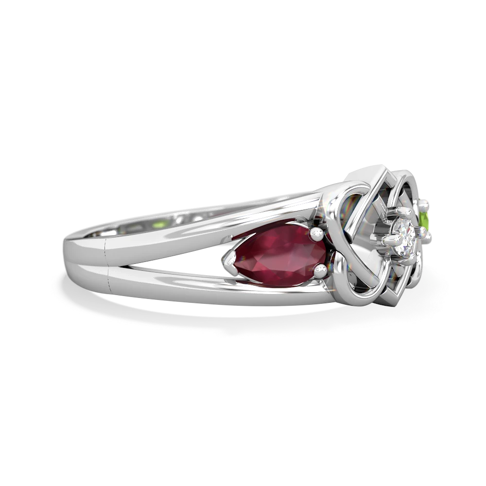 Ruby Hearts Intertwined 14K White Gold ring R5880