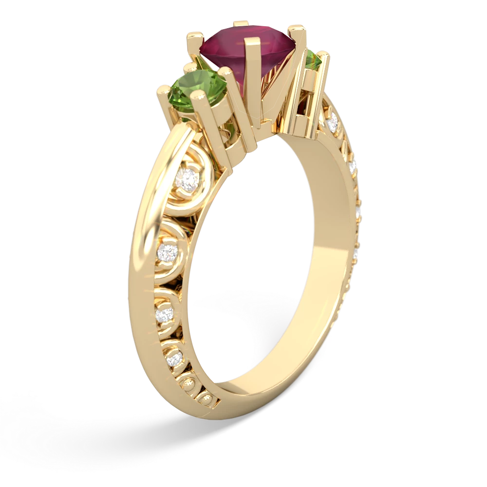 Ruby Art Deco Eternal Embrace Engagement 14K Yellow Gold ring C2003