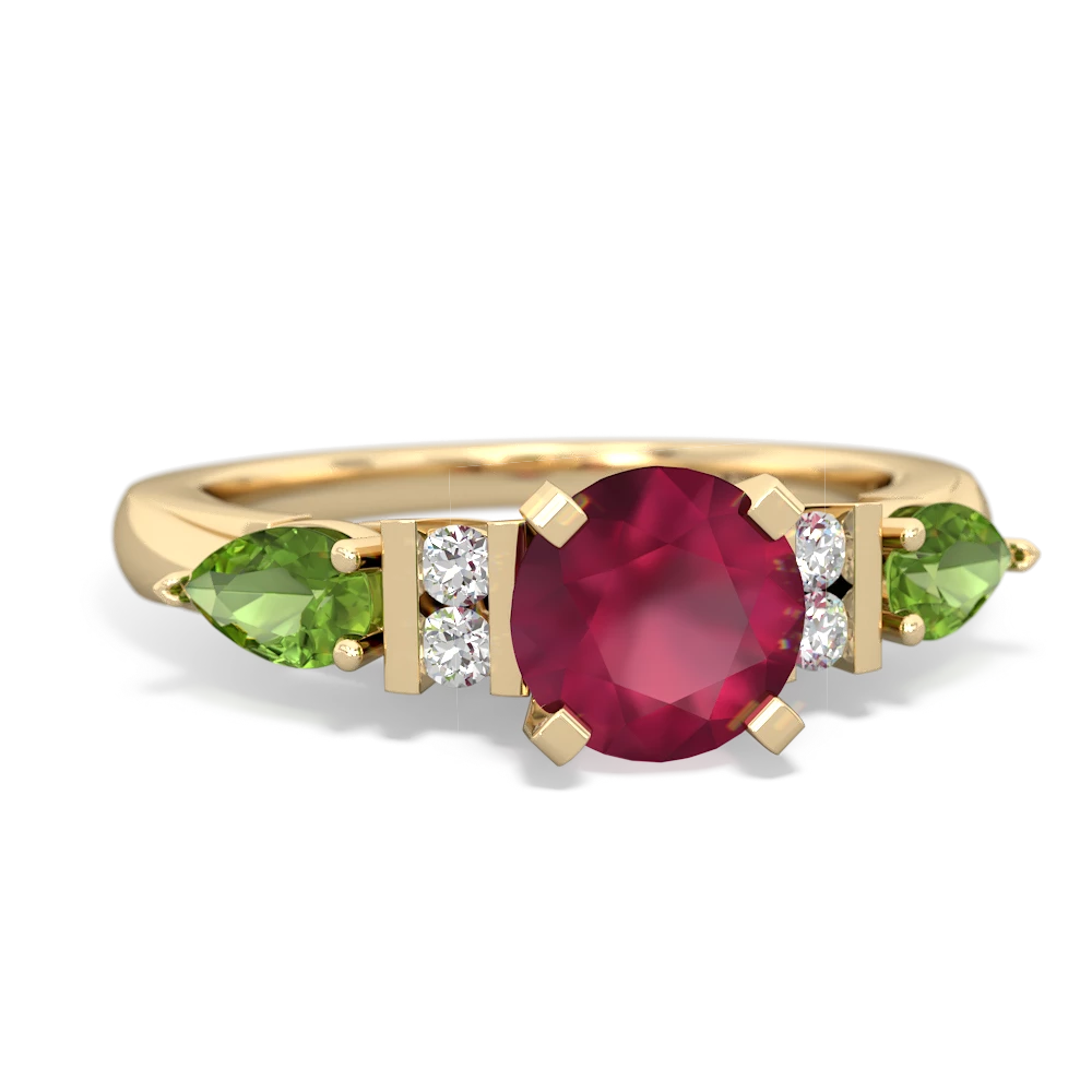 Ruby 6Mm Round Eternal Embrace Engagement 14K Yellow Gold ring R2005