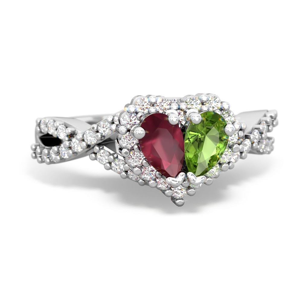 Ruby Diamond Twist 'One Heart' 14K White Gold ring R2640HRT