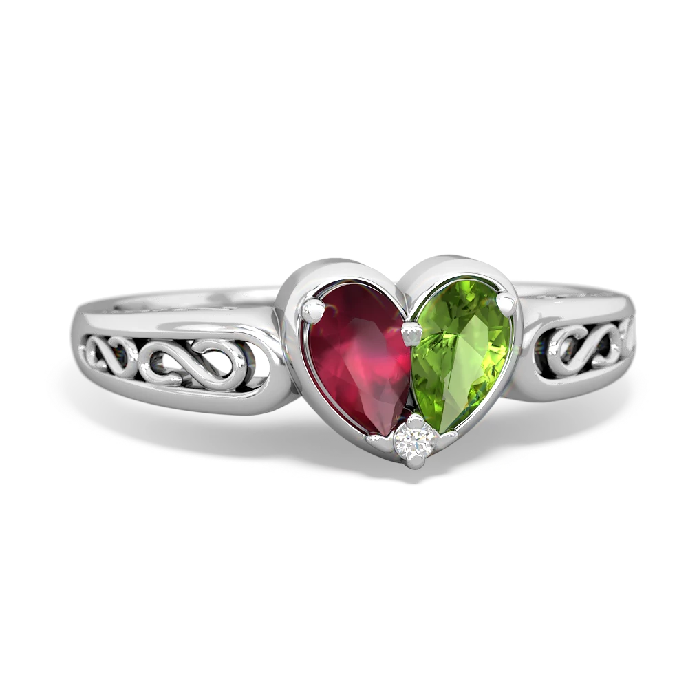 Ruby Filligree 'One Heart' 14K White Gold ring R5070