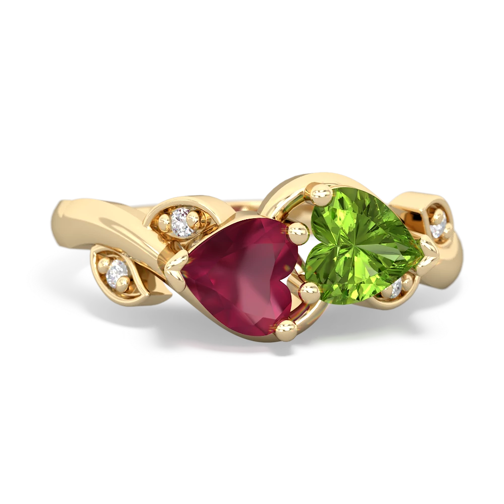 Ruby Floral Elegance 14K Yellow Gold ring R5790