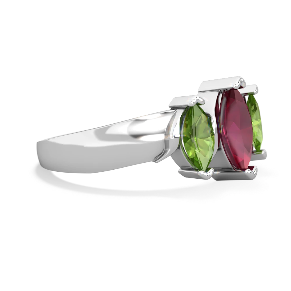 Ruby Three Peeks 14K White Gold ring R2433