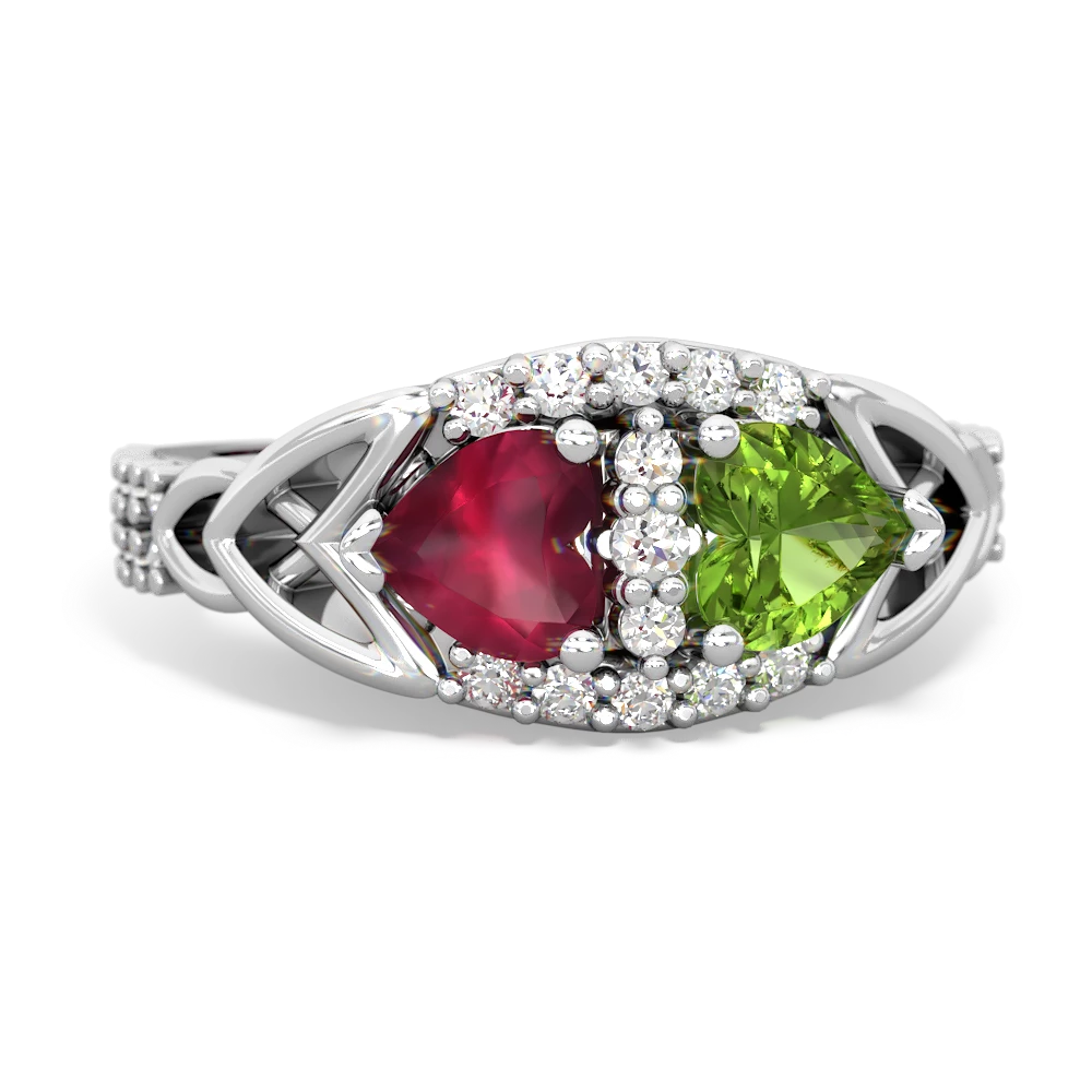 Ruby Sparkling Celtic Knot 14K White Gold ring R2645