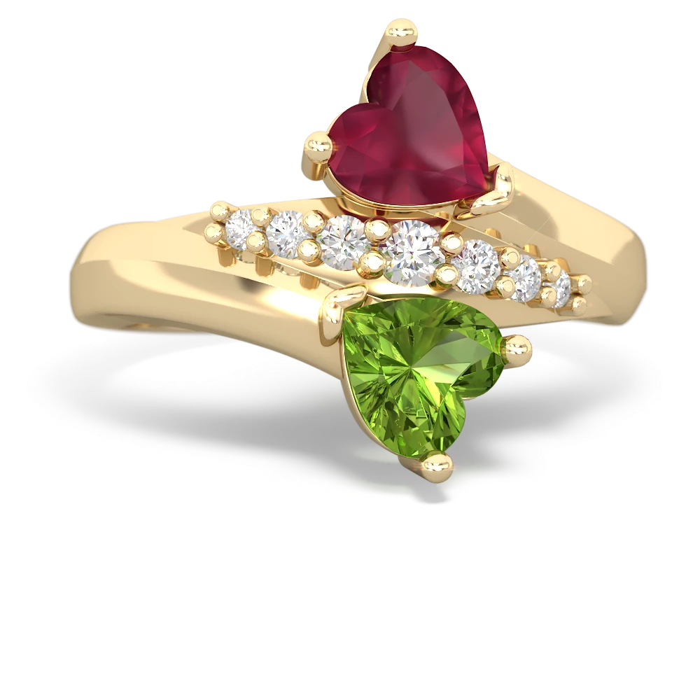 Ruby Heart To Heart 14K Yellow Gold ring R2064