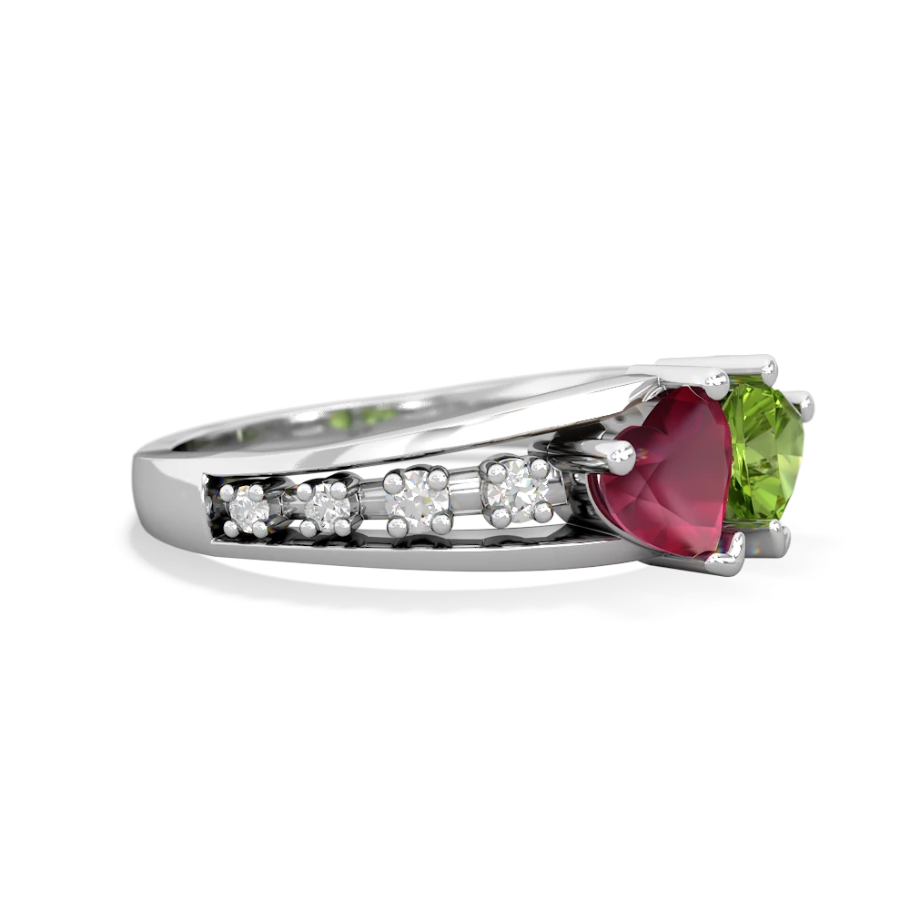 Ruby Heart To Heart 14K White Gold ring R3342