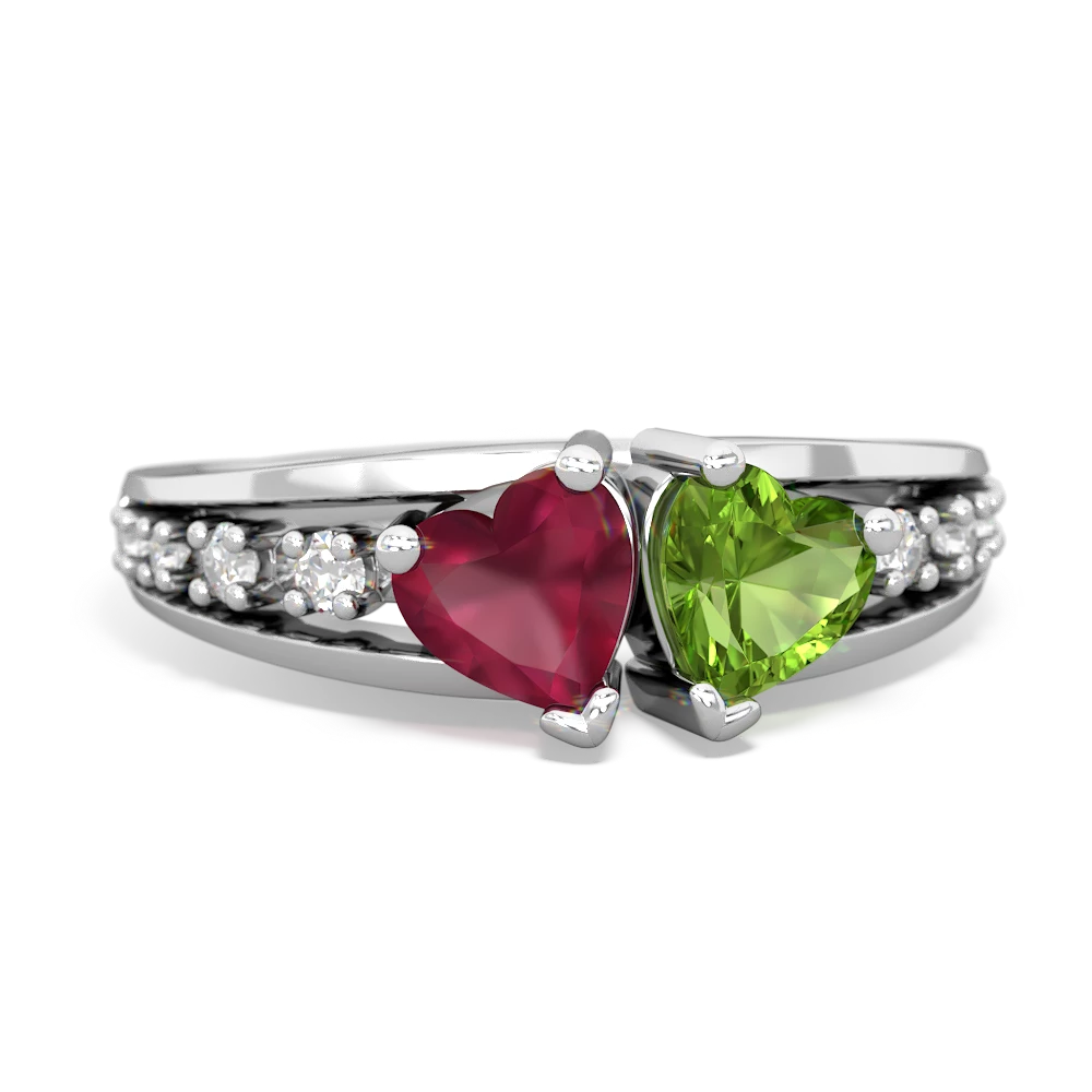 Ruby Heart To Heart 14K White Gold ring R3342