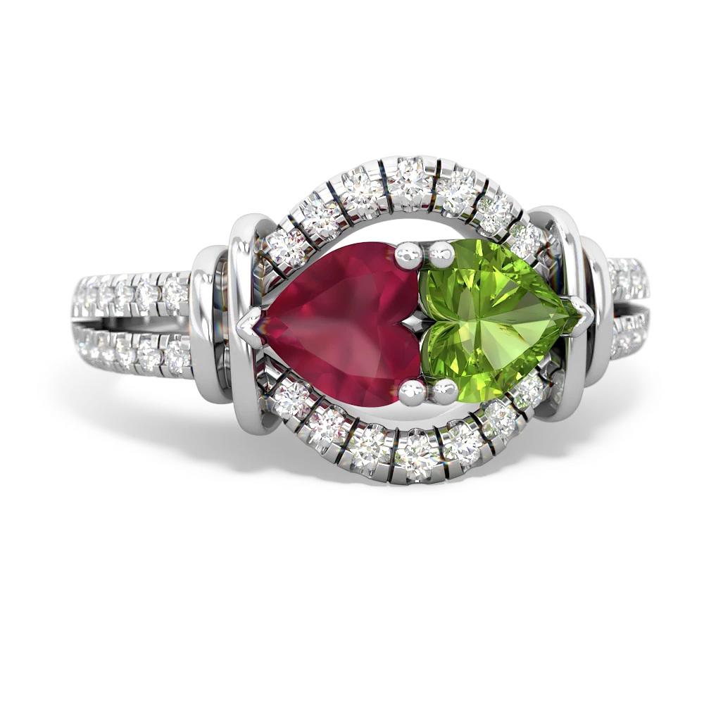Ruby Art-Deco Keepsake 14K White Gold ring R5630
