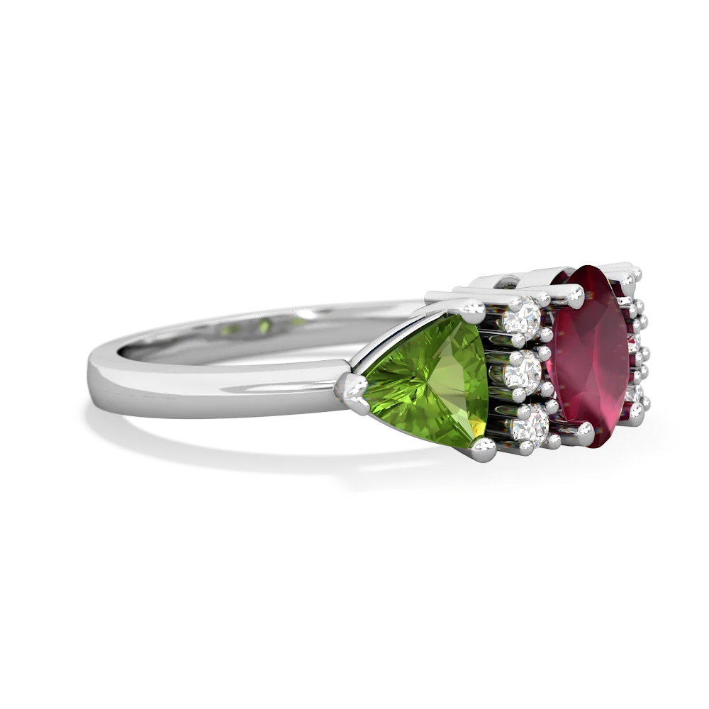 Ruby Antique Style Three Stone 14K White Gold ring R2186
