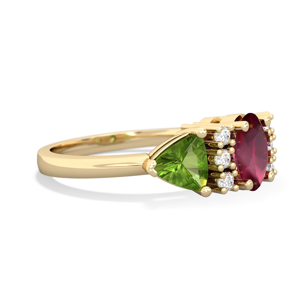 Ruby Antique Style Three Stone 14K Yellow Gold ring R2186