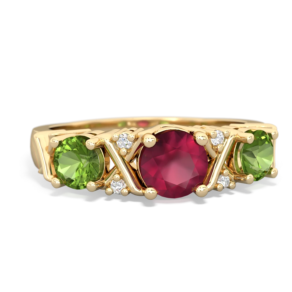 Ruby Hugs And Kisses 14K Yellow Gold ring R5016