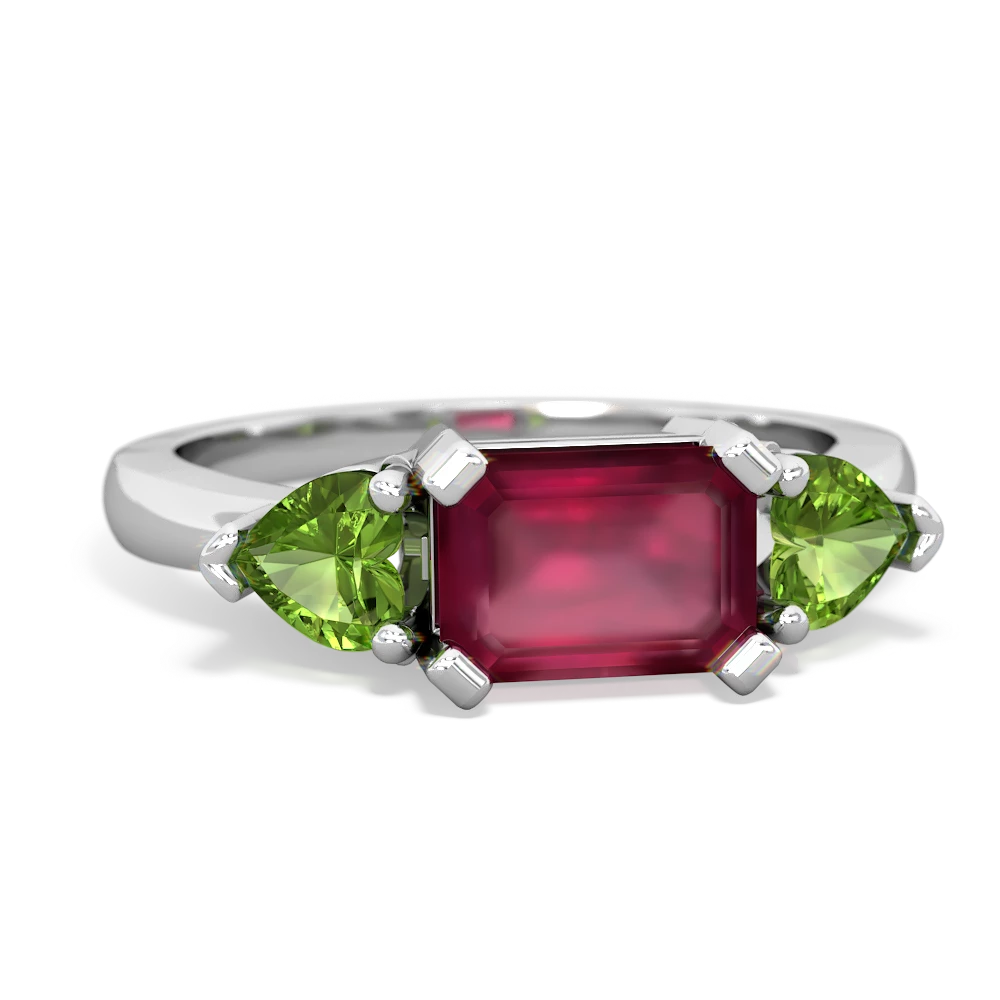 Ruby Three Stone 14K White Gold ring R5235