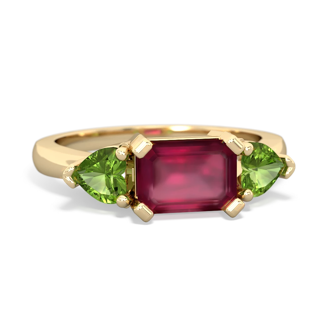 Ruby Three Stone 14K Yellow Gold ring R5235