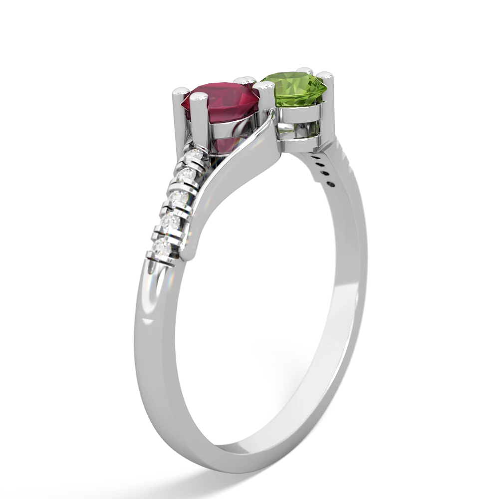 Ruby Infinity Pave Two Stone 14K White Gold ring R5285