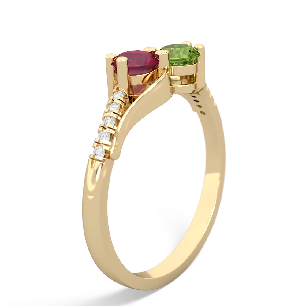 Ruby Infinity Pave Two Stone 14K Yellow Gold ring R5285