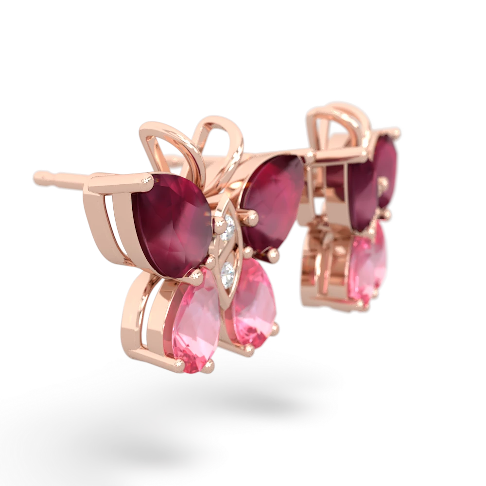 Ruby Butterfly 14K Rose Gold earrings E2215