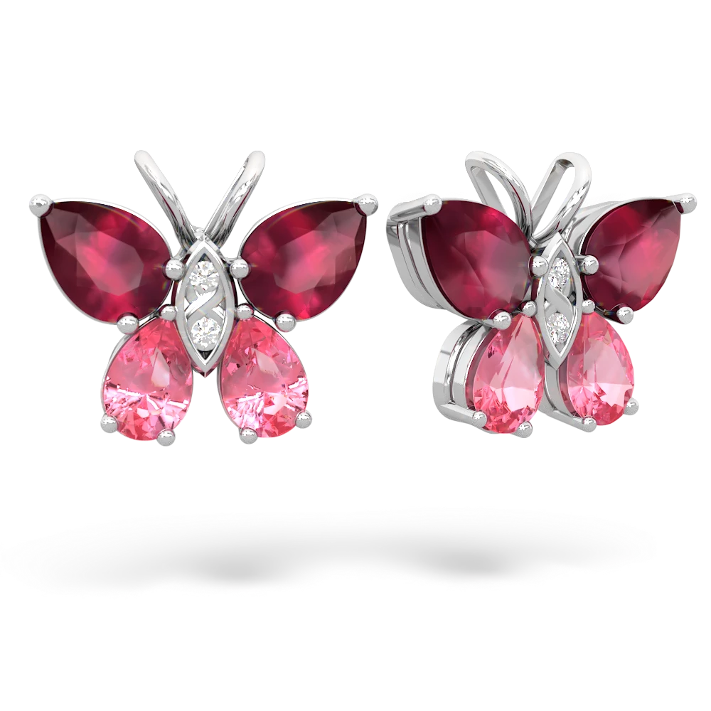 Ruby Butterfly 14K White Gold earrings E2215