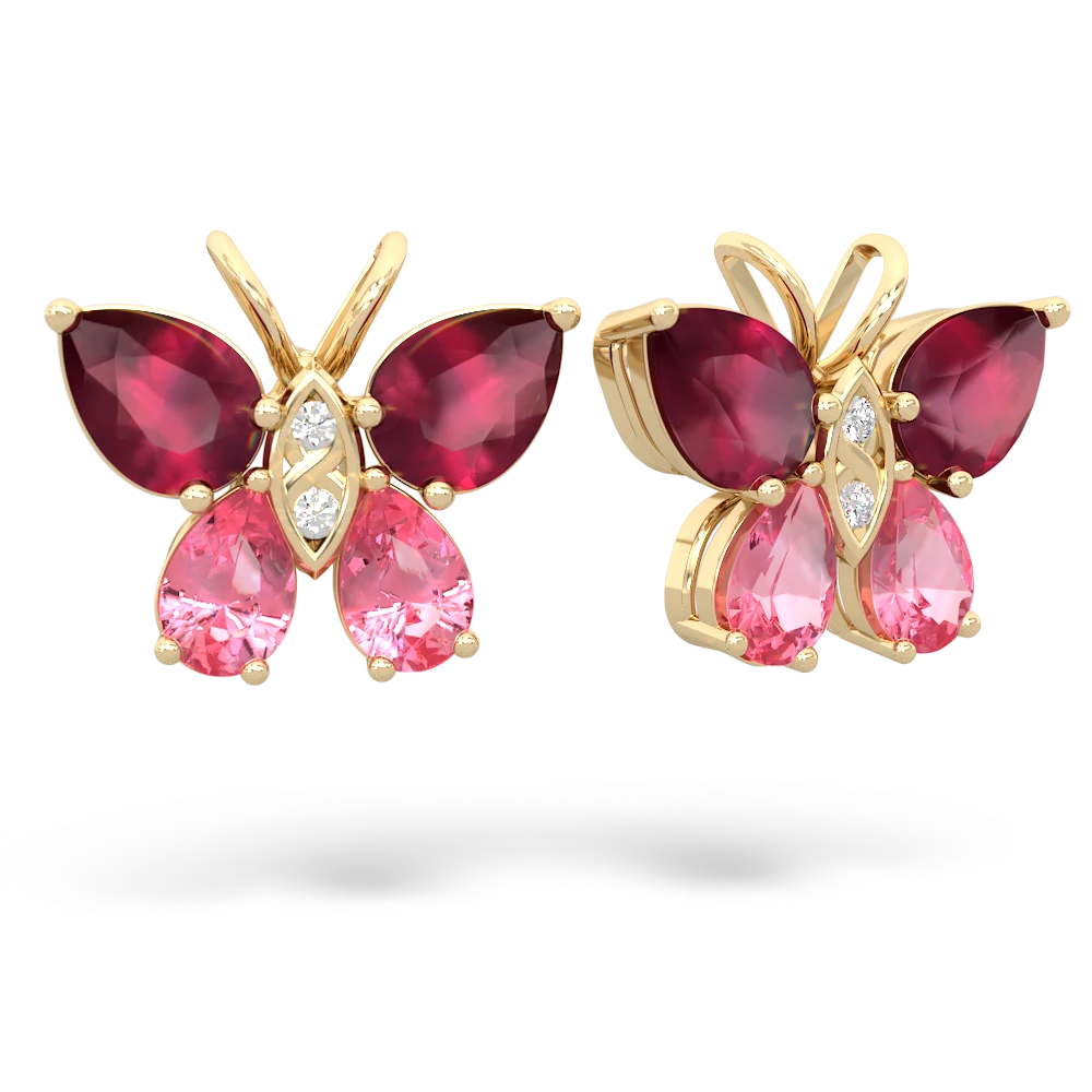 Ruby Butterfly 14K Yellow Gold earrings E2215