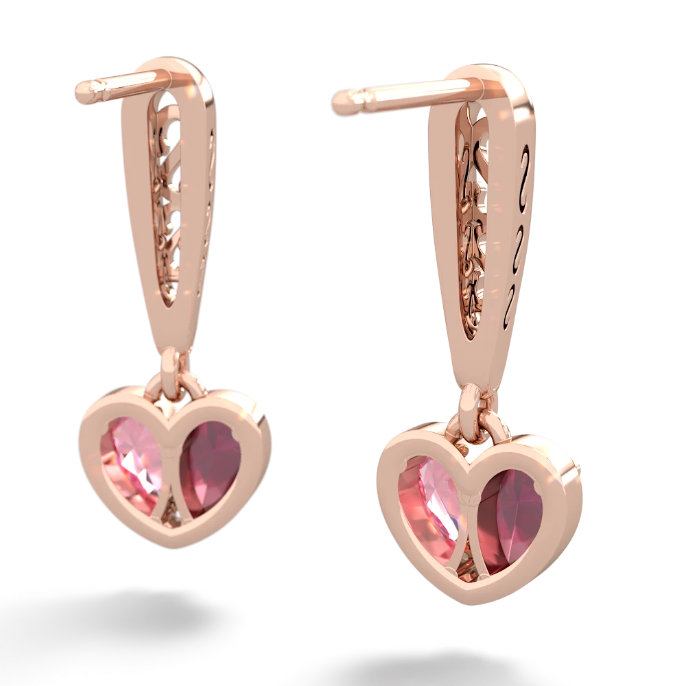 Ruby Filligree Heart 14K Rose Gold earrings E5070