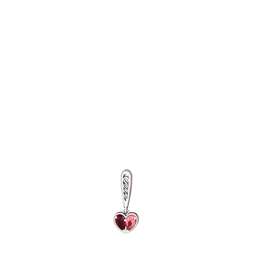 Ruby Filligree Heart 14K White Gold earrings E5070