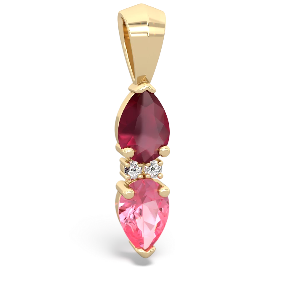 Ruby Bowtie Drop 14K Yellow Gold pendant P0865