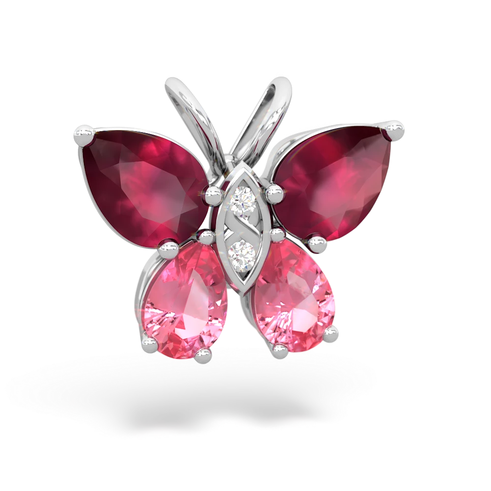 Ruby Butterfly 14K White Gold pendant P2215