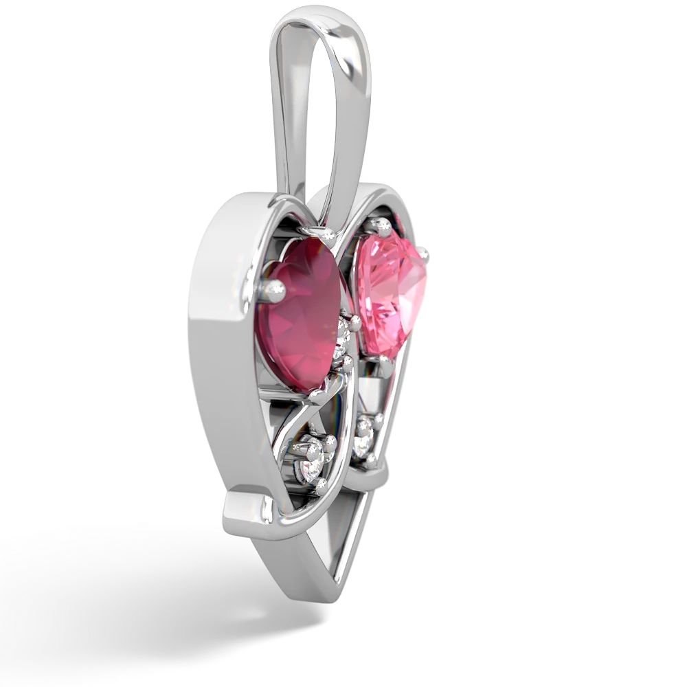 Ruby Celtic Trinity Heart 14K White Gold pendant P5331