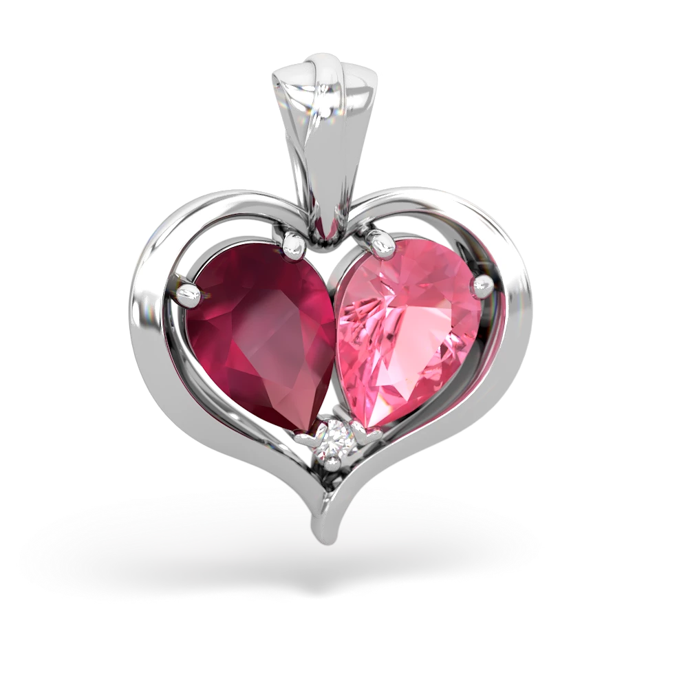 Ruby Two Become One 14K White Gold pendant P5330