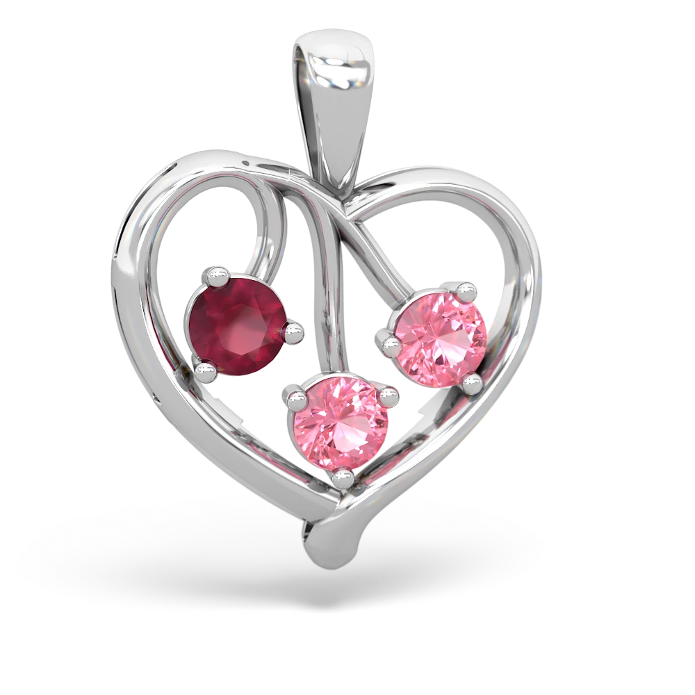 Ruby Glowing Heart 14K White Gold pendant P2233