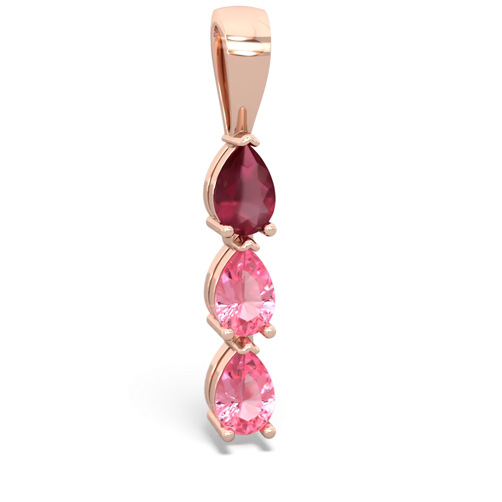 Ruby Dew Drops 14K Rose Gold pendant P2251