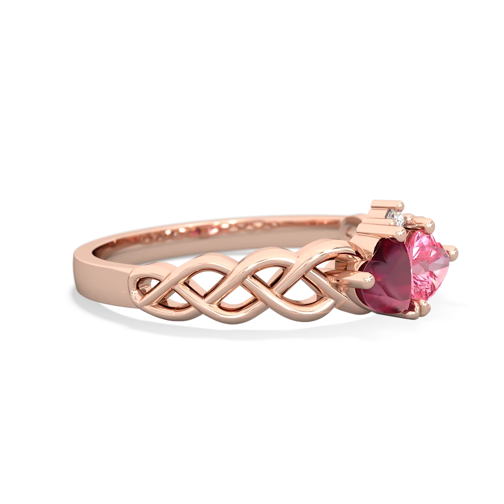Ruby Heart To Heart Braid 14K Rose Gold ring R5870