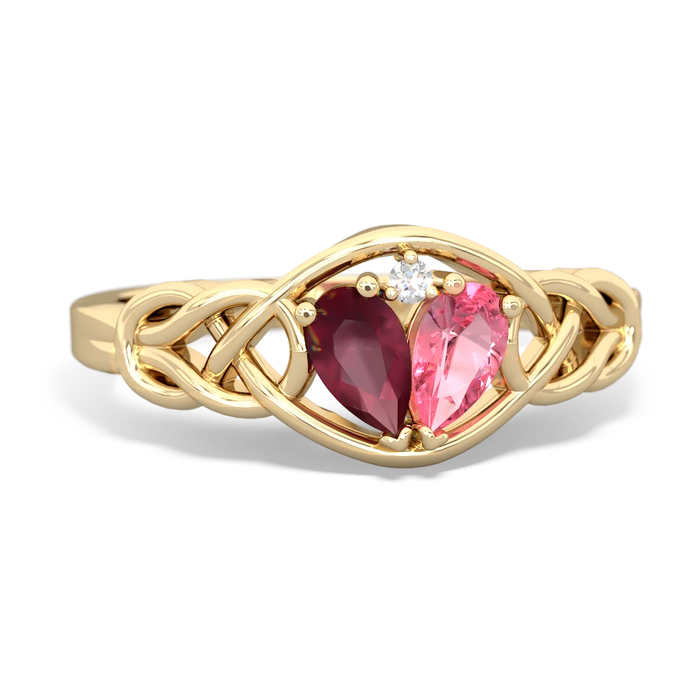 Ruby Celtic Love Knot 14K Yellow Gold ring R5420