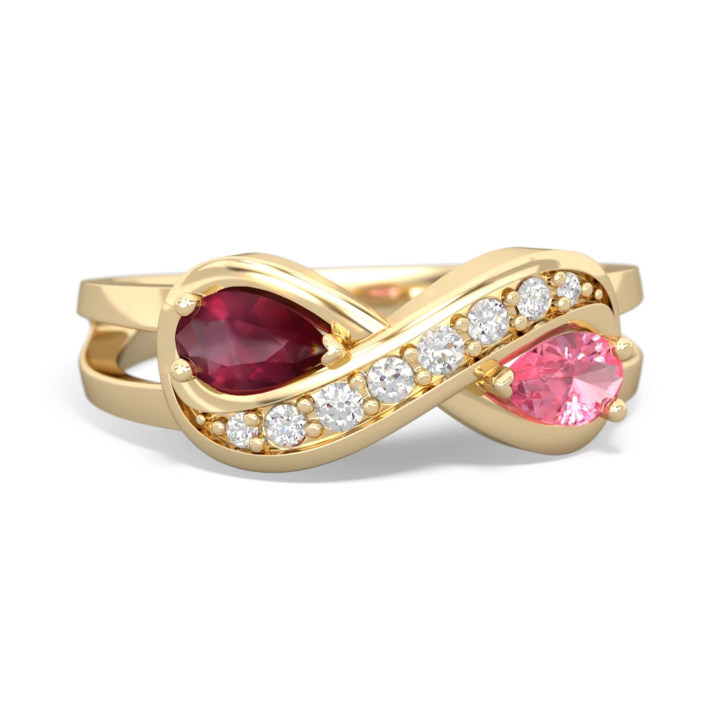 Ruby Diamond Infinity 14K Yellow Gold ring R5390