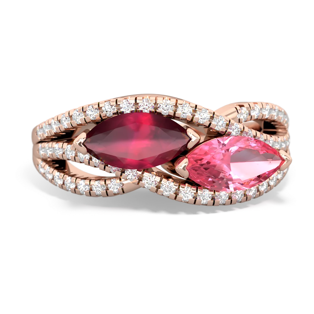 Ruby Diamond Rivers 14K Rose Gold ring R3070