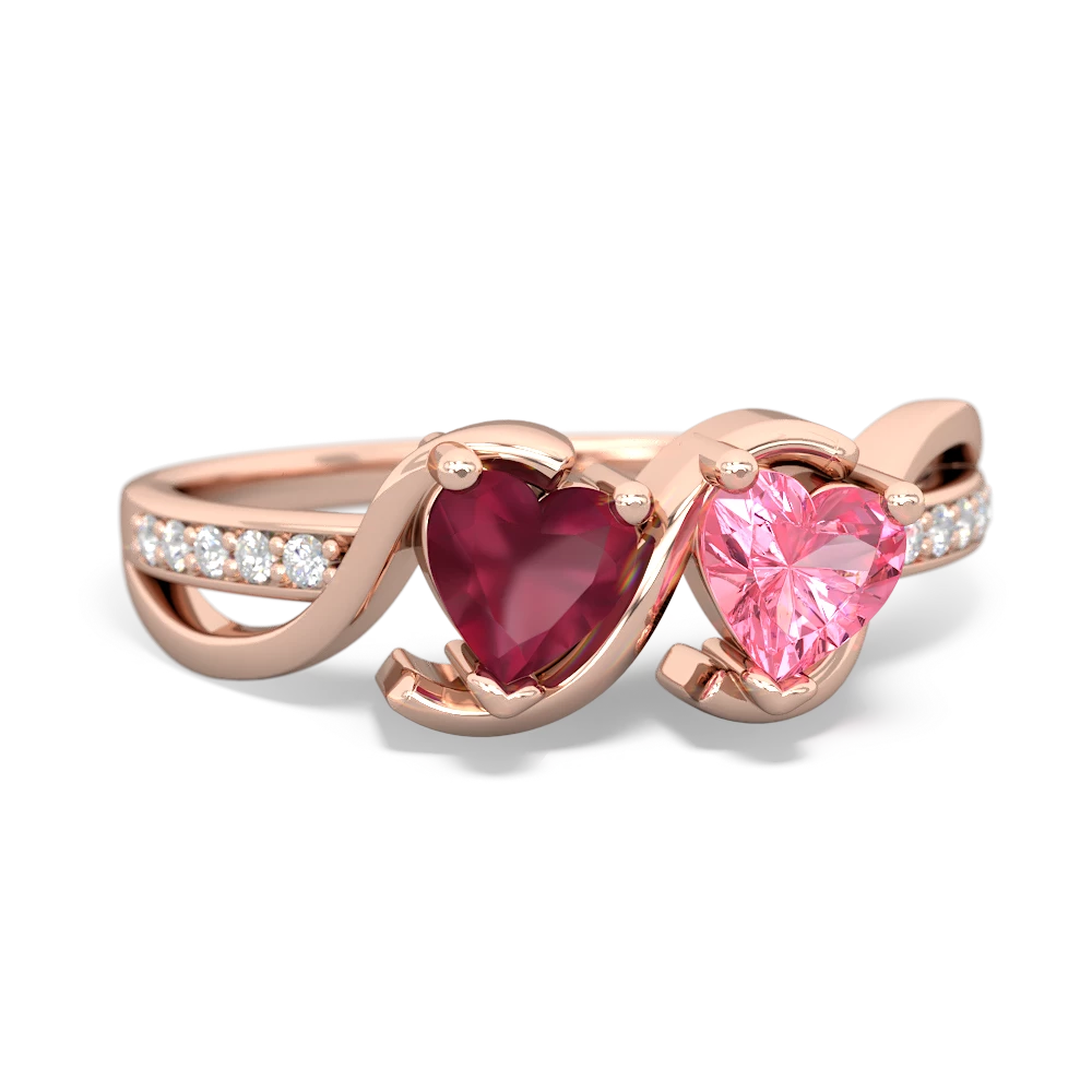 Ruby Side By Side 14K Rose Gold ring R3090