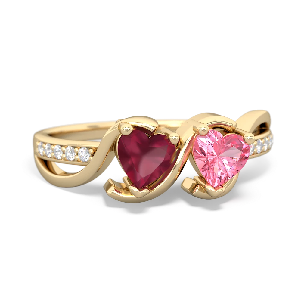 Ruby Side By Side 14K Yellow Gold ring R3090