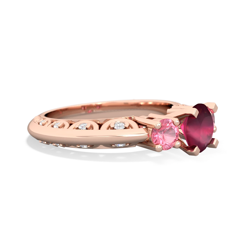 Ruby Art Deco Eternal Embrace Engagement 14K Rose Gold ring C2003