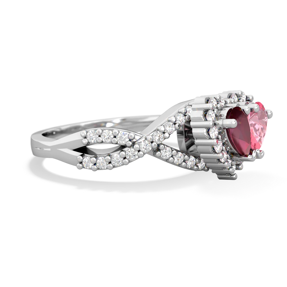 Ruby Diamond Twist 'One Heart' 14K White Gold ring R2640HRT