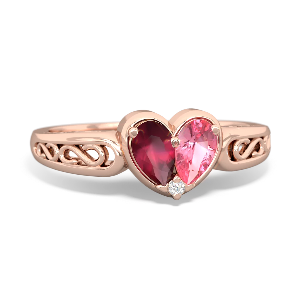 Ruby Filligree 'One Heart' 14K Rose Gold ring R5070